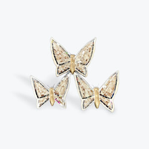 Ceramic set of 3 Butterflies with Glass
