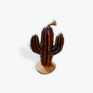 1' Rustic Barbed Wire Saguaro yard art 16in x 9in