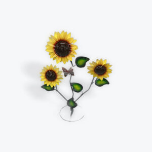 3 Flower Sunflower with Butterfly yard art