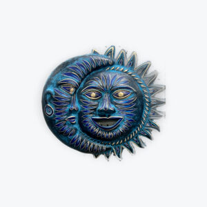 Set Of 2 Clay Wall Hanging Sun and Moon 20in x 18 in
