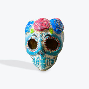 Large Clay Skull Decorated