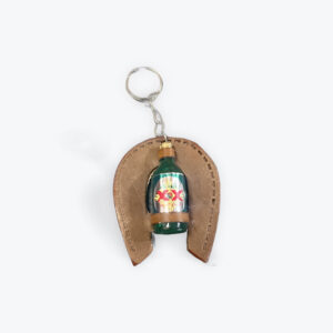 Leather Horseshoe With Bottle Keychain 2.5in x 2in