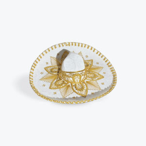 White and Gold sombrero charro hat