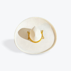 All White Sombrero Charro Gold Hat Band