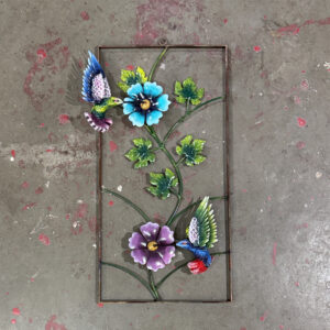 Rose with Hummingbird Metal Frame