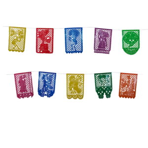Oval Dia de Muertos Papel Picado Banner