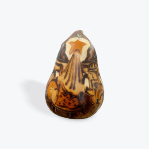 Gourd Carved Nativity Ornament Natural Color 3.5"