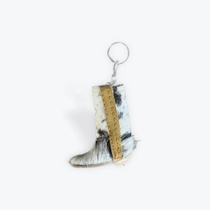 Leather Cow fur boot keychain 3in x 2in