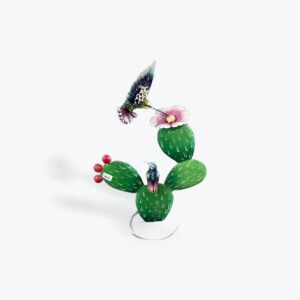 Table Top Metal Hummingbird on prickly pear #1 22in x 13in