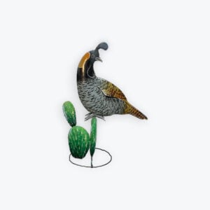 table top metal Quail looking back 13in x 16in