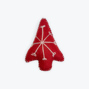Embroidered Christmas tree Felt yarn pom pom ornament 3in x 5in