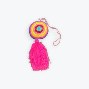 Embroidered circle color Felt yarn ornament pom pom 3in x 3in