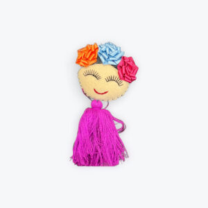 Embroidered Frida kahlo Felt yarn ornament pom pom 3.5in x 3.5in