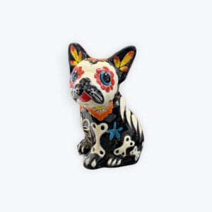 Talavera skeleton french bull dog 9in x 9in