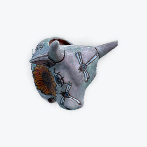 Wall hanging isabel cruz cow head Talavera planter 10in x 11in