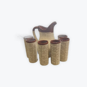 Large engobe pitcher set 7pcs 11in x 8in