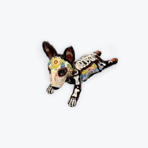 Laying down Talavera bullterrier skeleton 8in x 14in