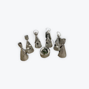 Tin marbled nativity set 8pcs 6in height