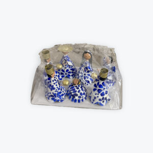 Tin nativity talavera style set 7pcs 4.5in height