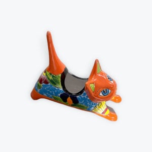 11" Talavera clay anillero cat