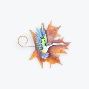 Hanging maple leaf hummingbird 11in x 9in