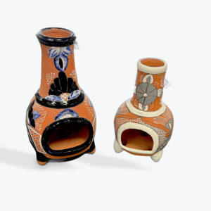 Decorated Talavera Chimenea L 8" H 16"