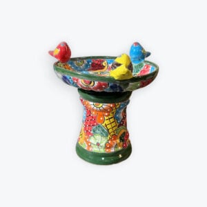 Mini Talavera Bird Bath L 13.5 in H 16 in